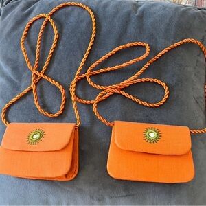 Orange Embroidered Women's Bag